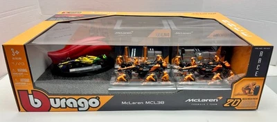 Burago MCLAREN 1:43 Fórmula 1 Pit Lane Set - Garajes Pit Crew 3x Coches de F1 MCL38 Foto 1 de 4