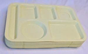 SiLite #614 Divided Lunch Trays, Lot of 8, Yellow-green Melamine - Picture 1 of 4