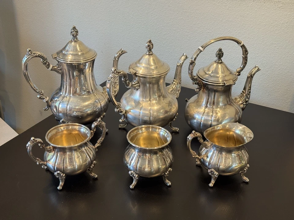 Lote de 6 piezas de toalla vintage Gran Duquesa plato de plata juego de té tetera cafetera azúcar Foto 1 de 4