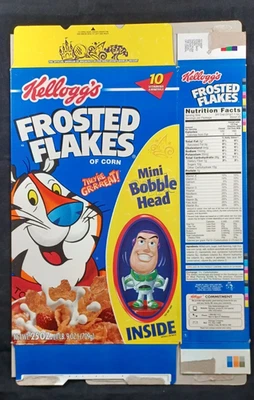 Kellogg's Frosted Flakes Disney World 2002 Bobbleheads Toy Story caja de cereales plana Foto 1 de 2