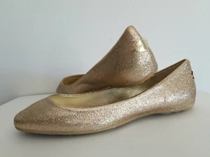JIMMY CHOO WIT GOLD GLITTER LOGO WEDDING PARTY BALLET FLATS EU 35.5 I LOVE SHOES - Picture 1 of 8
