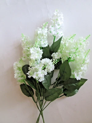 3 weiße FLIEDERZWEIGE 38cm mit 9 Blüten Kunstblumen Wohndeko Weihnacht Geschenk - Bild 1 von 2
