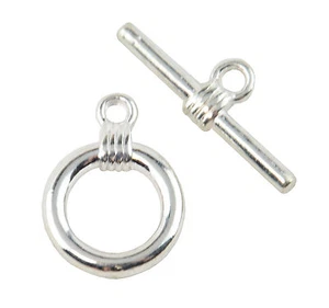 4 Silver Plated Smooth Round Toggles 15mm (37887-206) Necklace Bracelet Clasp - Picture 1 of 1