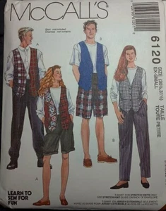 McCall's 6120 Unisex Adulto Chaleco Pantalones o Pantalones Cortos Patrón de Costura Nuevo - Imagen 1 de 9