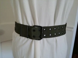 Women's Nylon Canvas Military Style Grommet Waistband Belt Wrap Chain Buckle Art - Picture 1 of 12