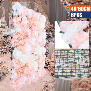 6 Pezzi Pannello da Parete Fiore di Seta Artificiale Sfondo Floreale Festa Matrimonio Decorazione - Foto 1 di 12