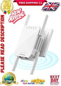 WiFi Extender Booster 1200Mbps WiFi Booster, 4 Antennas WiFi Extender - Photo 1/11