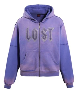LOST INTRICACY "LAVENDER RHINESTONE" ZIP UP HOODIE SIZE SMALL AND MEDIUM - Picture 1 of 2