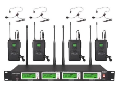GTD  4x800 Ch Diversity Wireless Lavaliere Lapel Headset Microphone Mic 787L - Image 1 of 3
