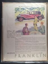 1930 FRANKLIN AUTOMOBILE Large Original Vintage Color Print Ad / Advertisment