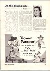 1964 Collegiate Mfg Vintage Toy Ad Stuffed Animals Plush Howdy Partner Law Dawg