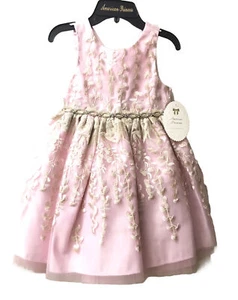 American Princess Pink Embroidered Tulle Party Dress Girls Size 6X/7 NEW - Picture 1 of 9