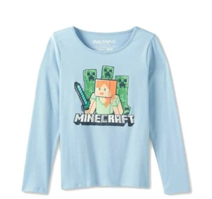 Neu mit Etikett Minecraft Mädchen Langarm Grafik T-Shirt blau XS-4/5 - Bild 1 von 2