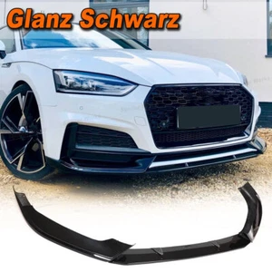 Se adapta a Audi A5 B9 S5 S-Line 2017-2019 negro brillante labio delantero espada alerón - Imagen 1 de 10
