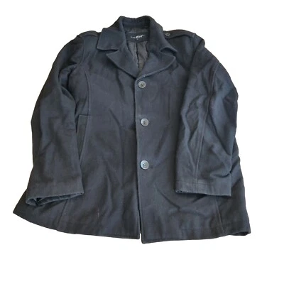 Black Rivet Men's Peacoat Black Button Up Size Large Wool Blend   STO - Image 1 of 4