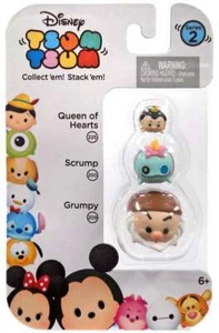 DISNEY TSUM TSUM 3 Figures QUEEN OF HEARTS 225, SCRUMP 250, GRUMPY 209 Series 2 - Picture 1 of 2