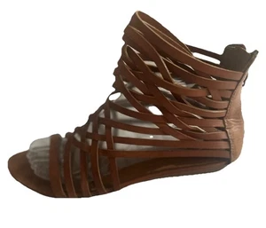 Ash Tan Gladiator Sandals Flats Brown Strappy Leather Shoes Eu 41 UK 8 - Picture 1 of 18