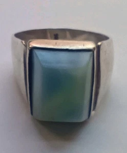 Massiver 925 Sterling Silber Larimar Herren Siegelring Größe 11 /69/ - Bild 1 von 6