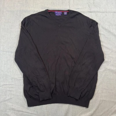 Suéter Alan River Para Hombres XL Negro Algodón Cachemira Pullover Cuello en V Clásico Tejido Foto 1 de 4