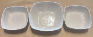Set of 3 - Square Bowls Serving Intl Tableware Ceramic White Decor Holidays Food - Picture 1 of 20