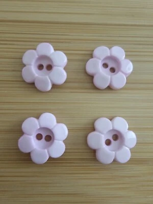 4 x 14mm PINK Buttons Flower Shape 2 Hole Cardigan Knitting Sewing - Image 1 of 2