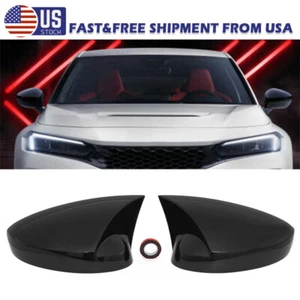 2 piezas Cubierta de borde espejo retrovisor lateral negro brillante ABS para Honda Civic 2022-2024 - Imagen 1 de 8