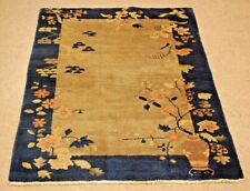 c1920s ANTIQUE ART DECO WALTER NICHOLS CHINESE RUG3'x4'10" NATURAL VEGETABLE DYE