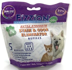 Fizzion Extra Strength Pet Stain & Odor Remover Dog Cat Urine (5 Refills)
