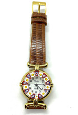 Lovely Vintage Vera Murrina Artigianale di Murano Glass Watch with Leather Strap