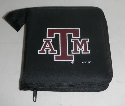Texas A&M University TAMU Aggies CD DVD Case Wallet Holds 24 CDs / DVDs Cover