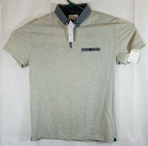 NWT $44.00 Men’s Gray Polo Collared Shirt by Craft+Flow Size Large Short Sleeve  - Picture 1 of 11
