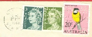 Australia 3 diff stamp Perfin G NSW Used on cover to USA 1968 - Picture 1 of 2