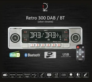 Dietz Retro Look Autoradio DAB+ BT USB Fernbedienung RETRO300DAB/BT chrom  - Bild 1 von 8