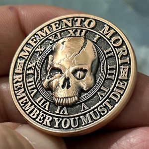 Memento Mori Skull Lucky 3D Pocket Piece Coin - Picture 1 of 13