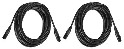 (2) Черные микрофонные кабели Rockville RCXFM30E-B 30 футов гнездо-штекер XLR 100% медь - Изображение 1 из 4