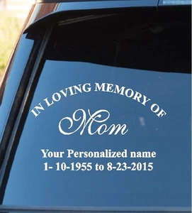 Calcomanía de ventana In Loving Memory MOM pegatina In Loving Memory - Imagen 1 de 1