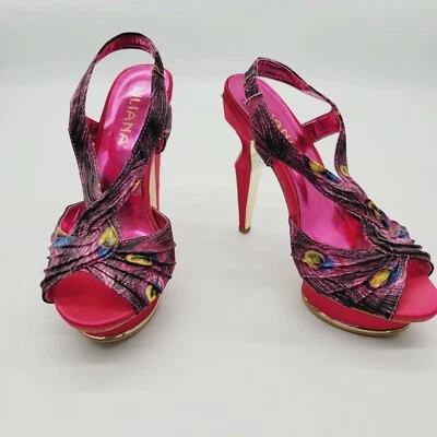 Liliana Rainbow Peackock дизайн каблуки платформе розовый каблук высота 4,5» размер 7,5 - Изображение 1 из 4