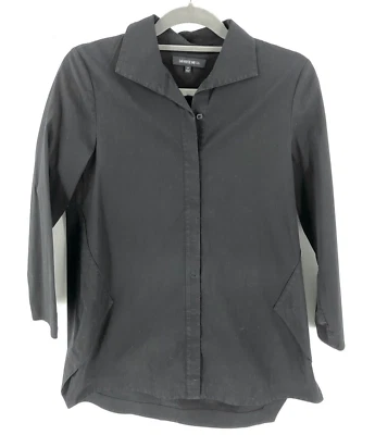 Blusa túnica elástica Lafayette 148 para mujer talla XS negra con botones Foto 1 de 4
