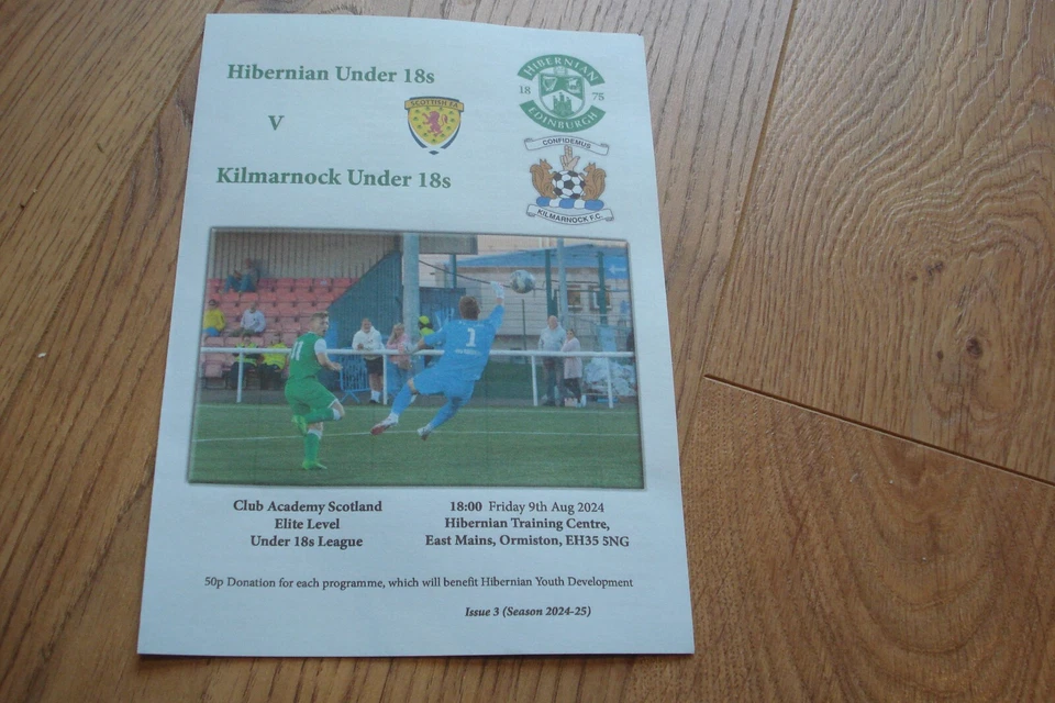 HIBERNIAN (HIBS) V KILMARNOCK           UNDER 18'S LEAGUE MATCH           9/8/24 - Image 1 of 1