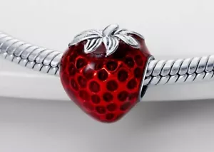 💖 925 Sterling Silber Charm Schmuck Anhänger ERDBEERE für Pandora Armband 💖 - Bild 1 von 4