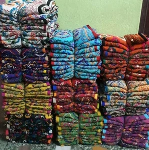 Envoltura de bufanda bordada artesanal Phulkari Dupatta Georgette étnica india 5 piezas - Imagen 1 de 5