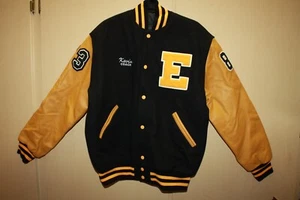 Vintage Stewart Strauss Letterman’s VARSITY JACKET YELLOW BLACK HOLMSTROM LARGE - Picture 1 of 4