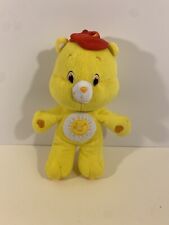 2007 Nanco Care Bears Yellow FUNSHINE BEAR w/ Hat 10" Plush Toy