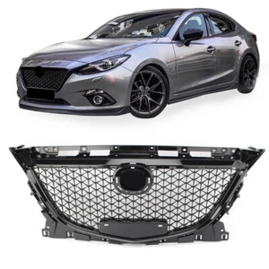 Kühlergrill Wabengrill Schwarz Glanz für Mazda 3 Axela 2014 2015 2016 - Bild 1 von 11
