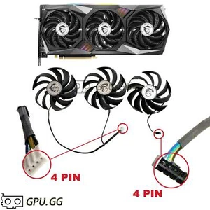 MSI RTX 3060 3070 3080 3090 (Ti) RX 6800 6900 Gaming X/Z Trio Fans Replacement - Picture 1 of 7