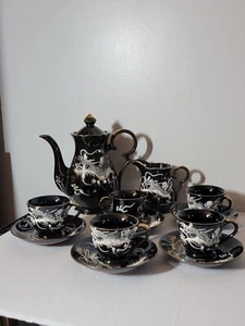 Vintage Moriage Dragonware Teapot Tea Set Hand Painted Teacups Dragons Japanese - Picture 1 of 16
