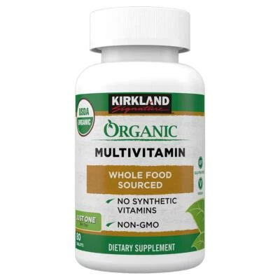 Multivitamínico Orgánico Kirkland Signature USDA, 80 Comprimidos Recubiertos Foto 1 de 2