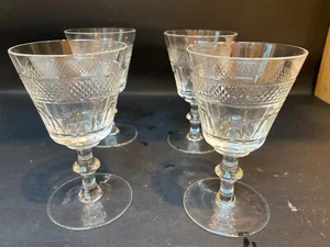 Set of 4 Cut Crystal 4.5" Wine Claret Stems 4 oz. - Ireland - Picture 1 of 8