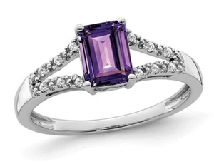 1.10 Carat (ctw) Natural Amethyst Ring in 14K White Gold - Picture 1 of 4