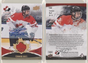 2016 Team Canada Juniors Men's Gold Spectrum /199 Connor Hall #132 Patch Auto